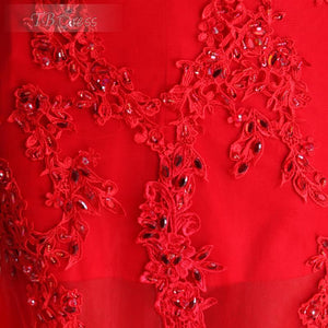 Real Hot sale long evening party trumpet customized plus size mermaid lace red prom dresses MPA368