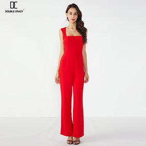 Red Casual Sleeveless Long Ladies Jumpsuit for women