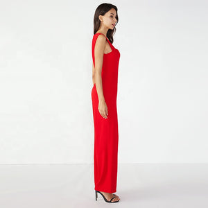 Red Casual Sleeveless Long Ladies Jumpsuit for women