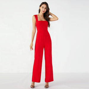 Red Casual Sleeveless Long Ladies Jumpsuit for women