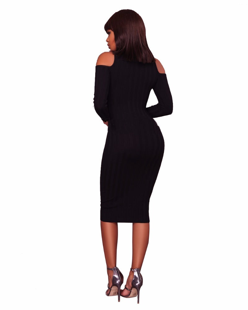 S8754 sexy off shoulder fancy bodycon knit maxi women sweater dresses