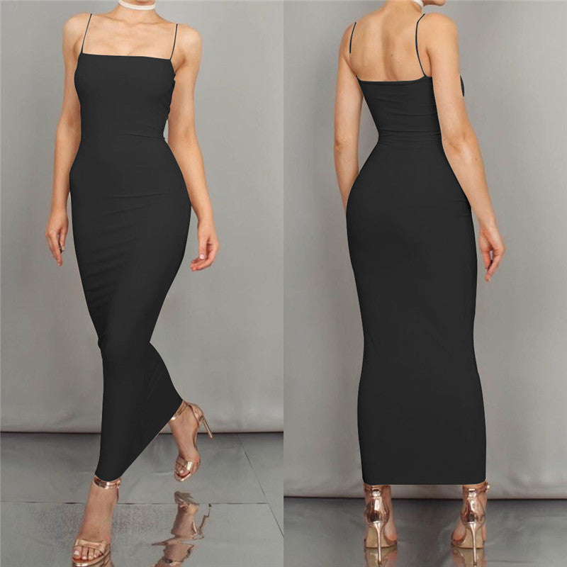 Sexy Bodycon Maxi Dress Women Sleeveless Strapless Backless Black White Red Party Spaghetti Strap Long Ladies Dresses KJZ461