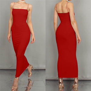 Sexy Bodycon Maxi Dress Women Sleeveless Strapless Backless Black White Red Party Spaghetti Strap Long Ladies Dresses KJZ461