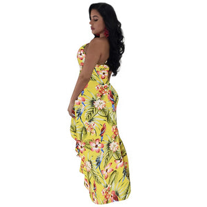 Sexy floral printed maxi dress party swing garment prom dresses