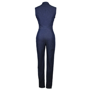 Sleeveless Jumpsuit Jeans Sexy Bodysuit Women Denim Overalls Pants Ladies Zip Rompers Womens Jumpsuits Y10846