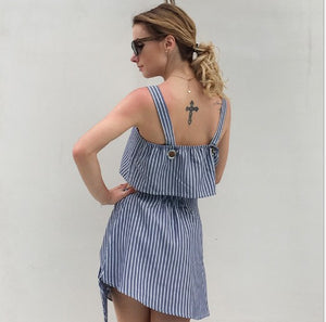 Summer striped skirt casual dresses two piece trendy women clothing