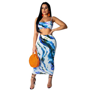 Two piece sets boho beach dresses women summer