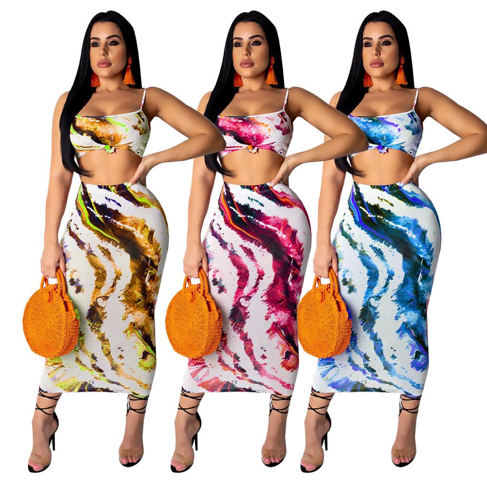 Two piece sets boho beach dresses women summer