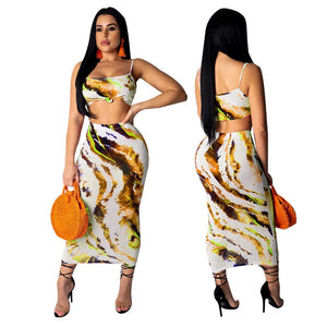 Two piece sets boho beach dresses women summer