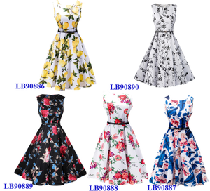 Wholesale 2017 New Sleeveless Vintage Tea Fashion Lady Dress with Belt