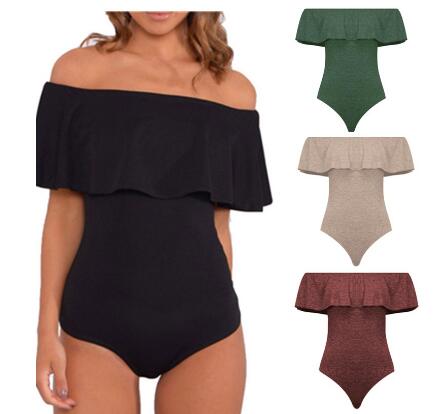 Women Leotard Bodysuit Short Rompers Off Shoulder Bandage Jumpsuit