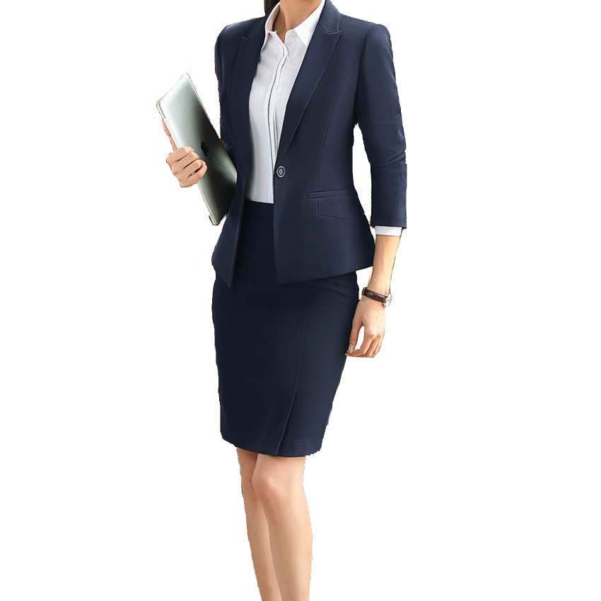 navy blue formal style women suits office lady career dresses