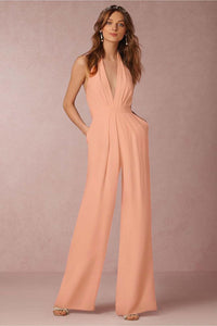 wholesale autumn Europe and the United States women solid color Sexy sleeveless halter jumpsuit